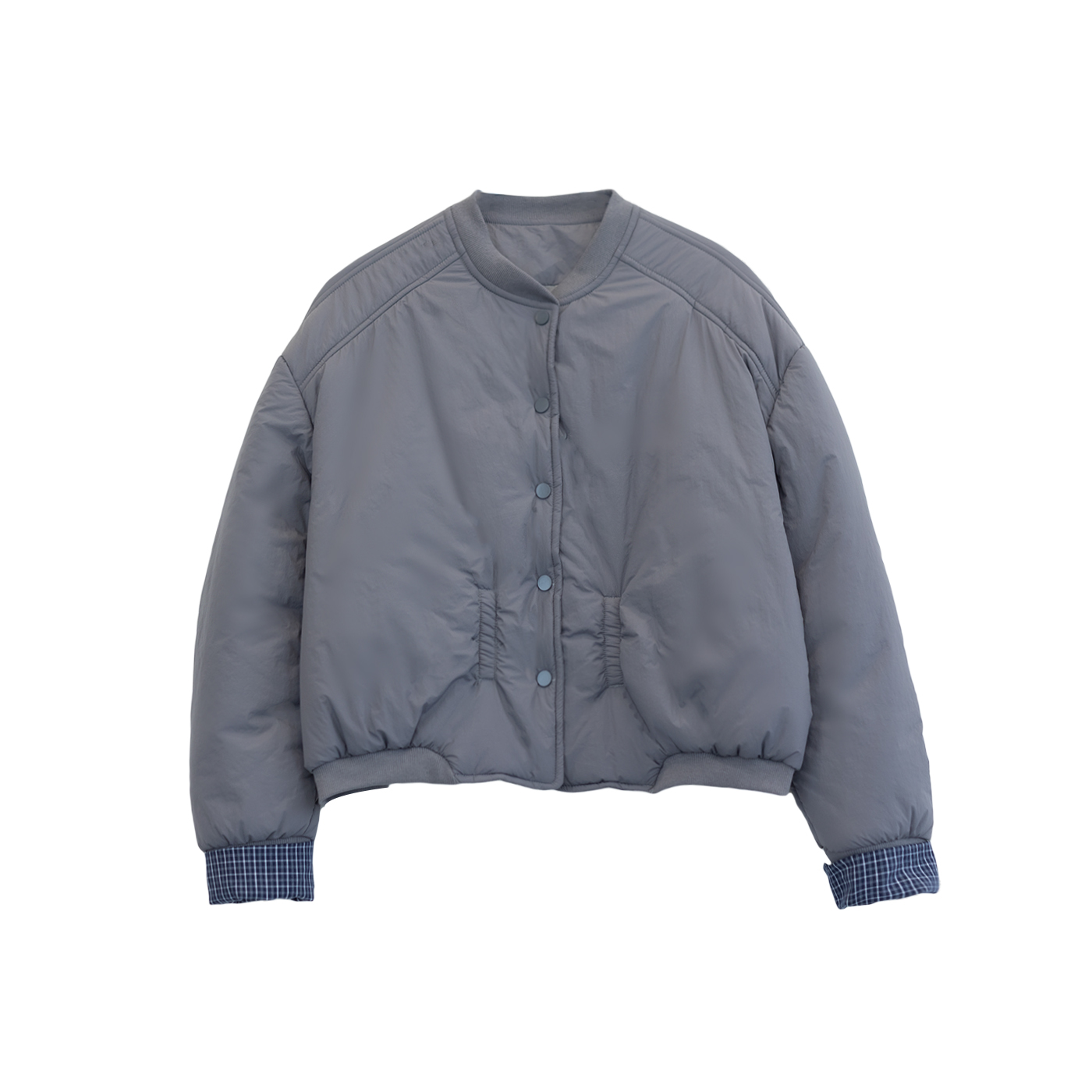 【咖咪羽】衣长56-58 秋冬保暖夹棉加厚格纹袖口棉服女D251521