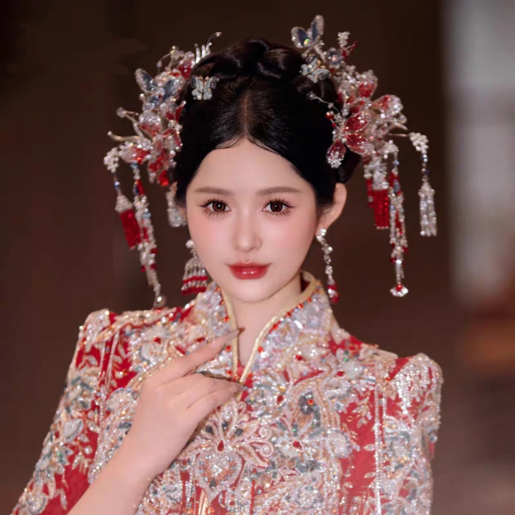 银红新款新中式秀禾头饰25422银红3