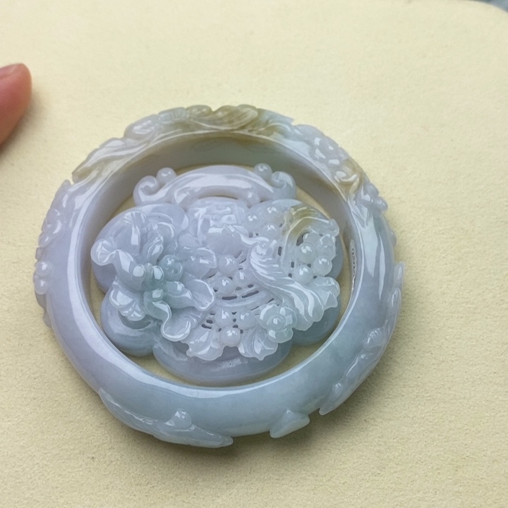 翡翠未镶嵌手镯54喜上眉梢215
