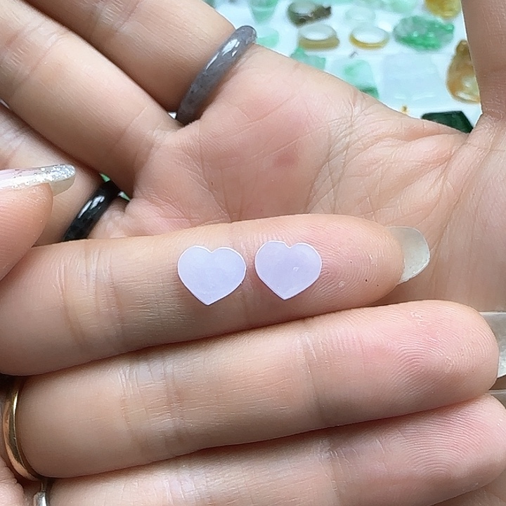 翡翠颈饰未镶嵌冰紫心形耳钩