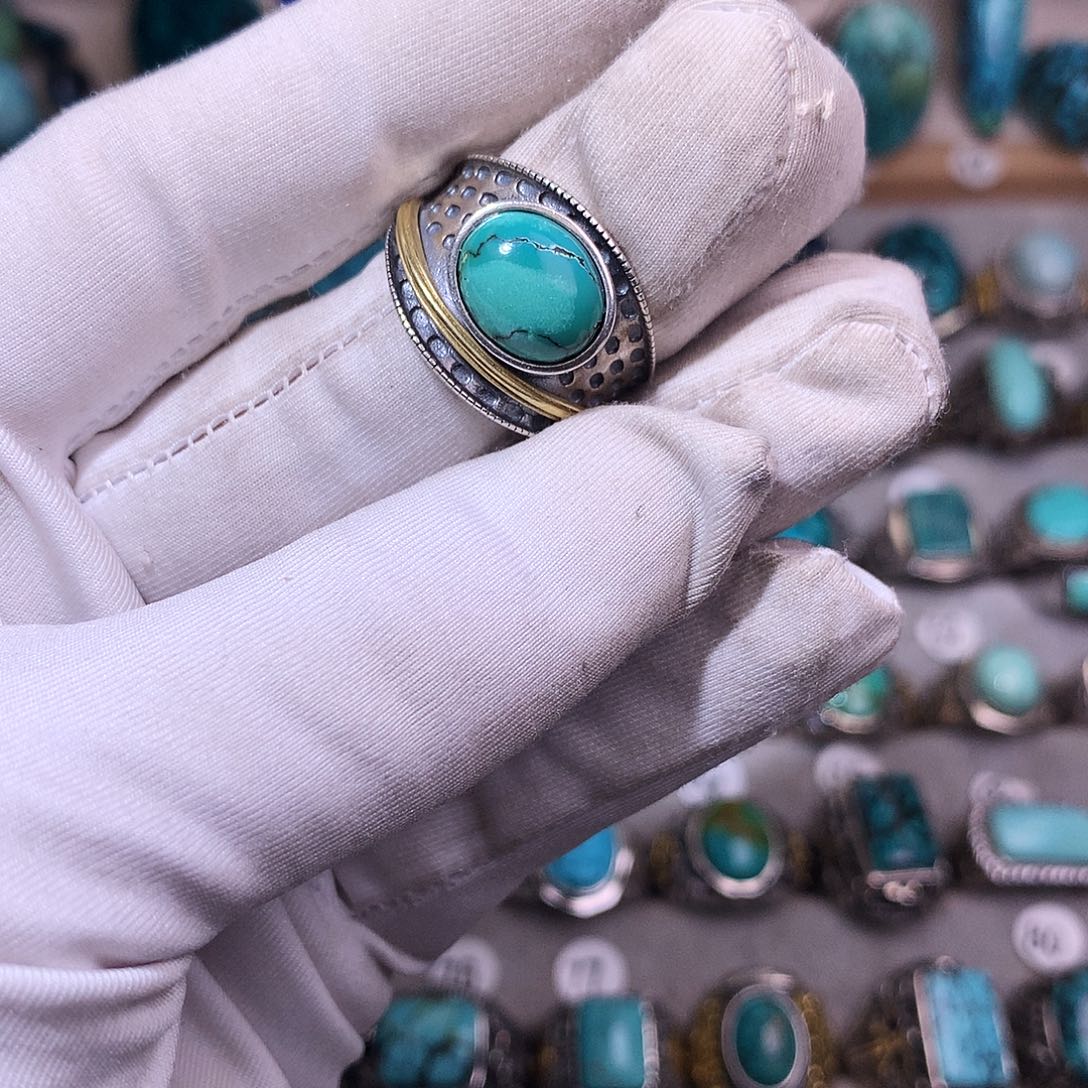 绿松石挂件银S925镶嵌