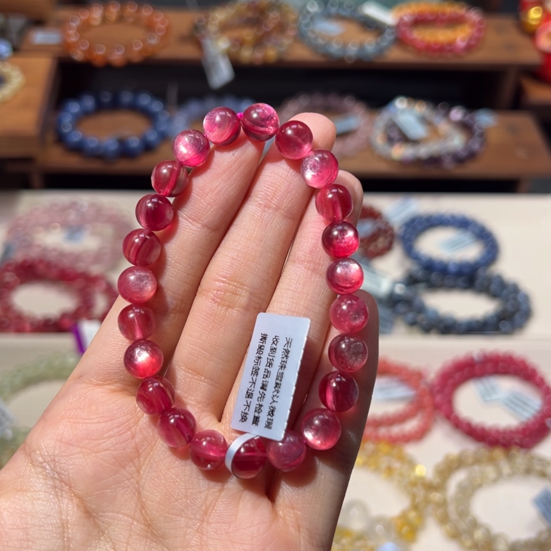 维***果手串未镶嵌水晶8m殿堂级粉锂云母