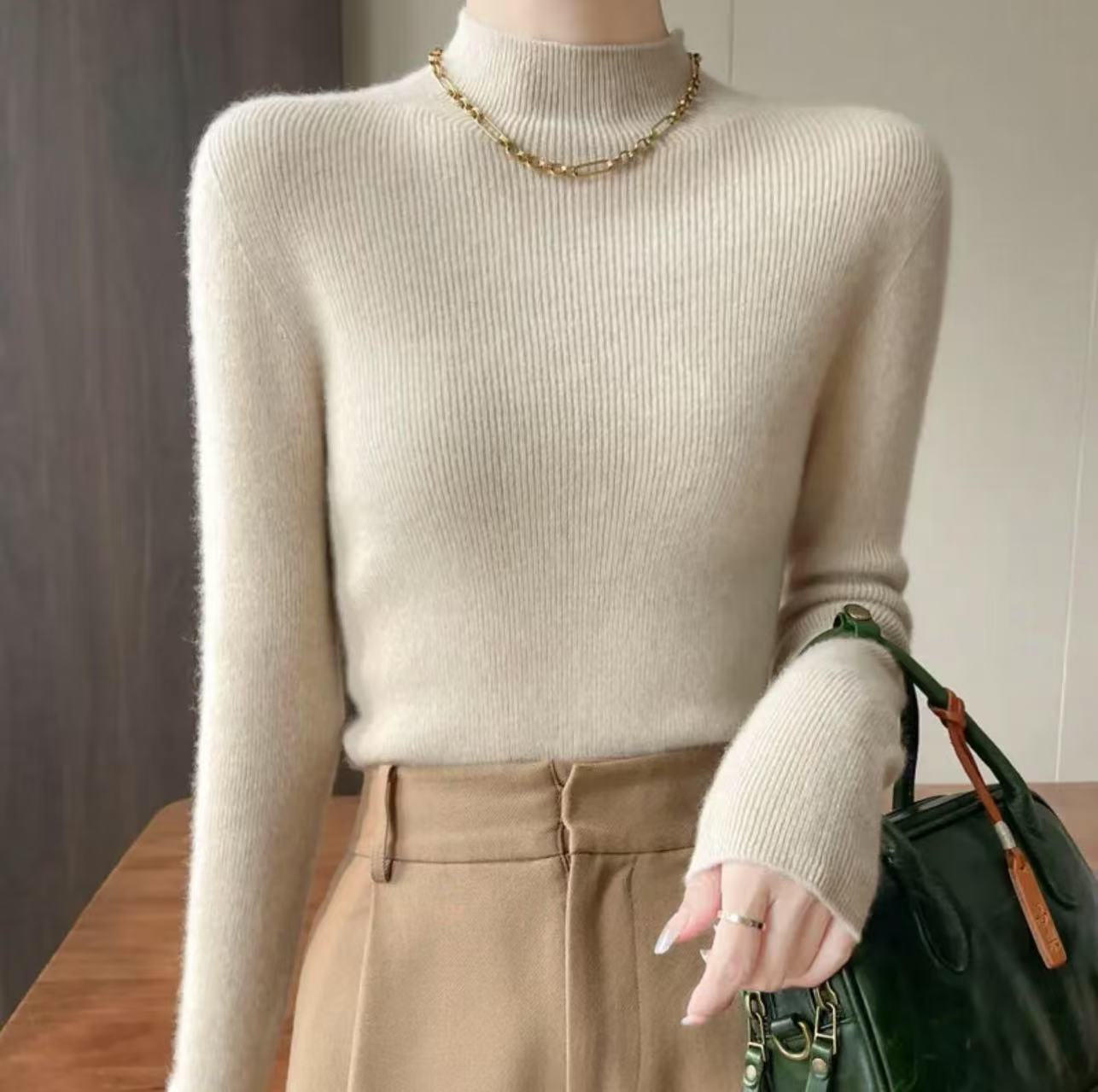 2025新款一线成衣无缝半高领修身显瘦打底衫