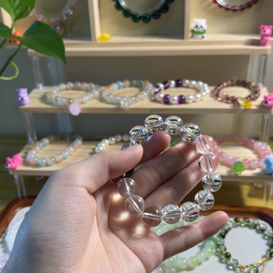 树脂合成金属透明手串紫色