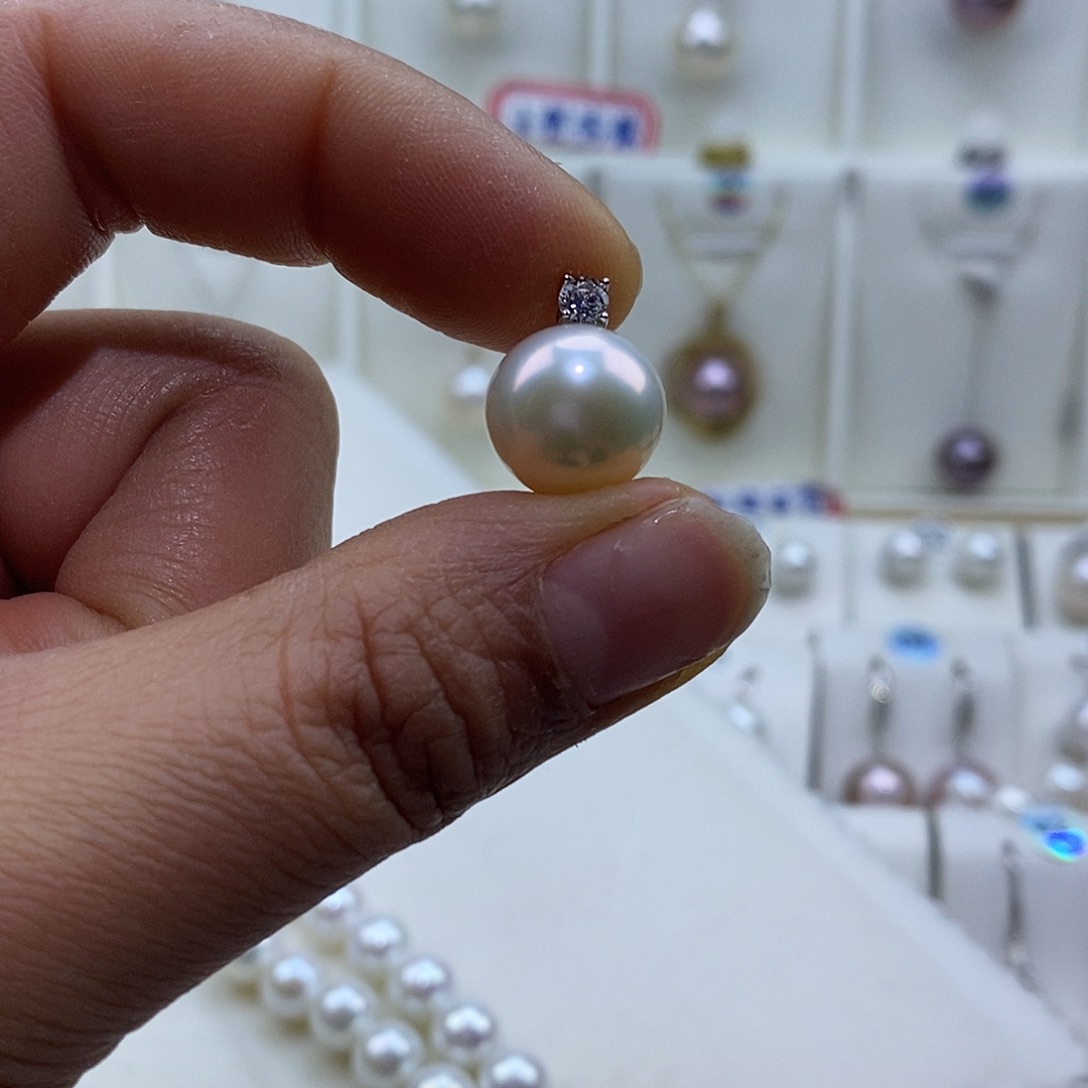淡水珍珠银S925镶嵌吊坠(赠链)