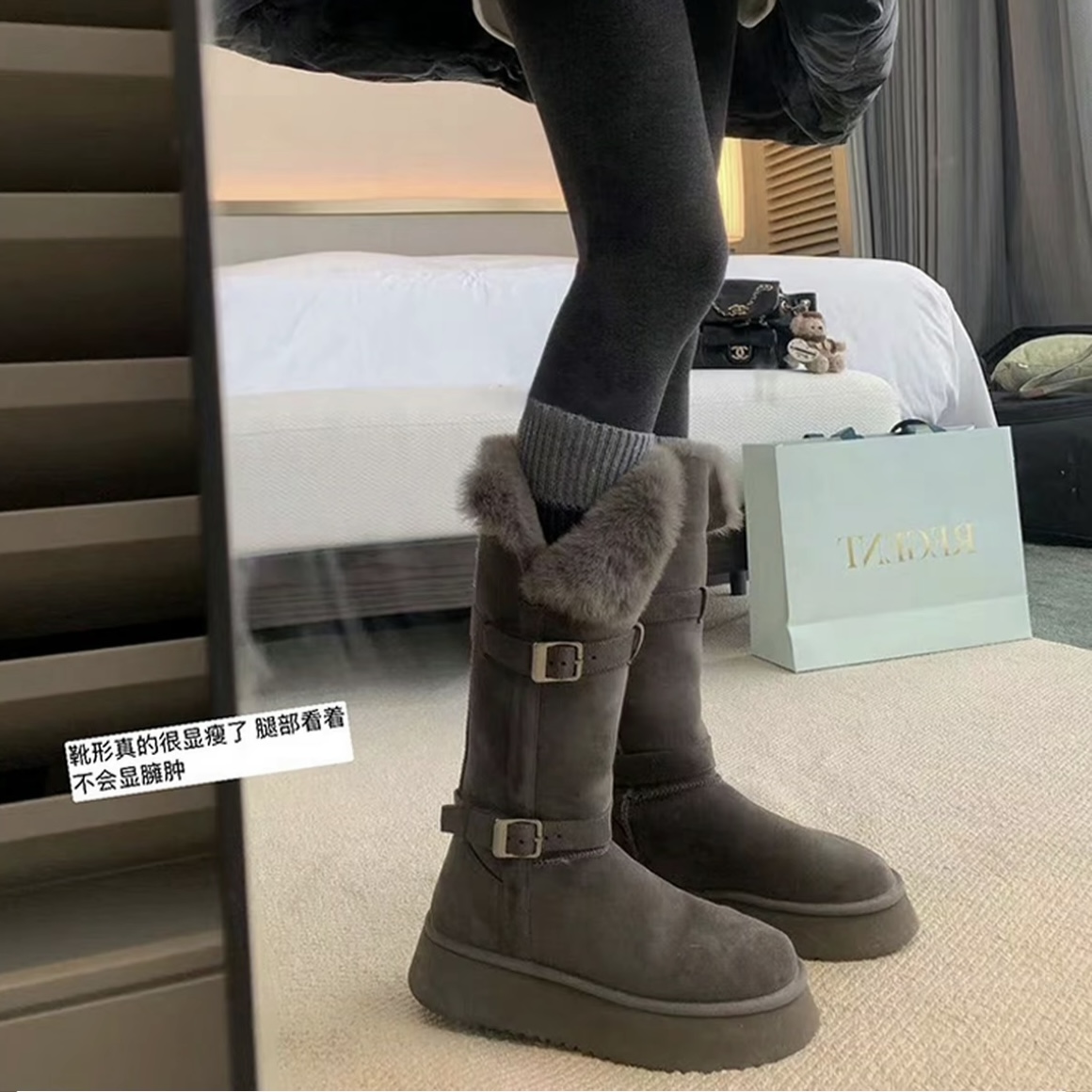 厚底加绒保暖高筒长筒鞋加厚雪地靴女2025新款冬季中筒东北大棉鞋
