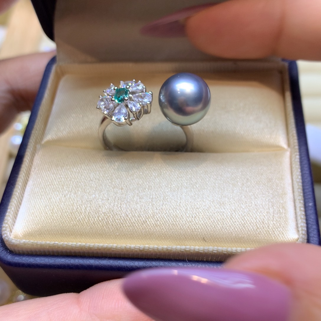 银S925镶嵌戒指海水珍珠