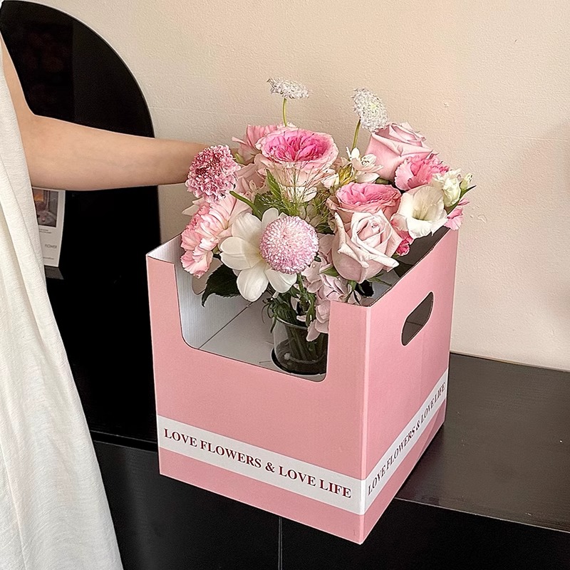 【2025新年】花喜爱简约双把手花篮盒冬青花瓶手提盆栽礼盒