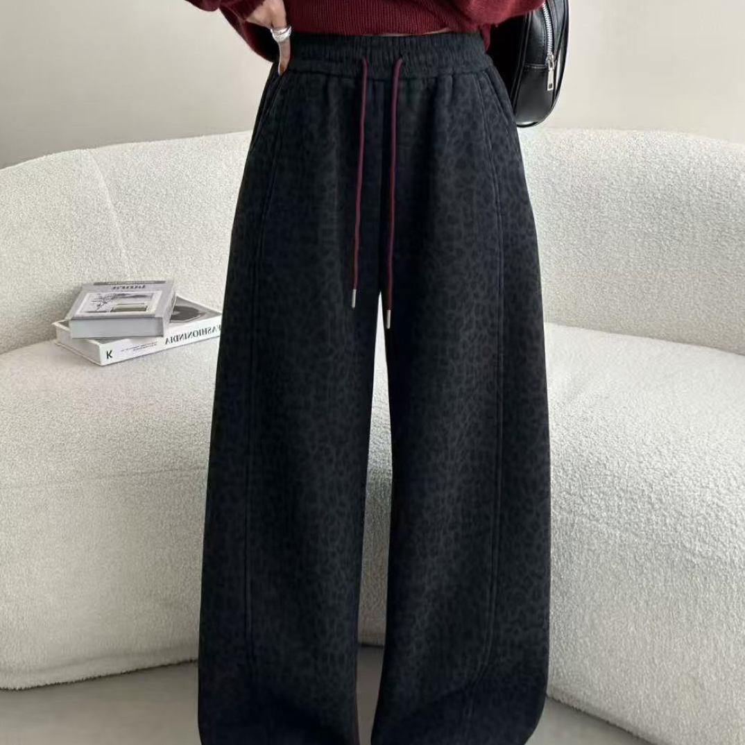 【罗罗严选】3370秋冬加绒豹纹休闲裤（裤长99）