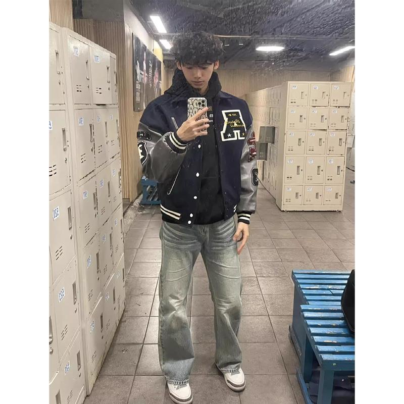 棒球服男春季美式hiphop复古高街夹克春秋款2025新款爆款潮牌外套