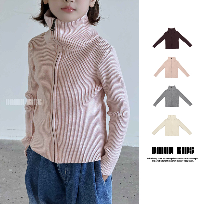 嗒囜【飒？慵懒】高弹包芯纱不刺痒修身高领儿童秋冬针织衫毛衣外套