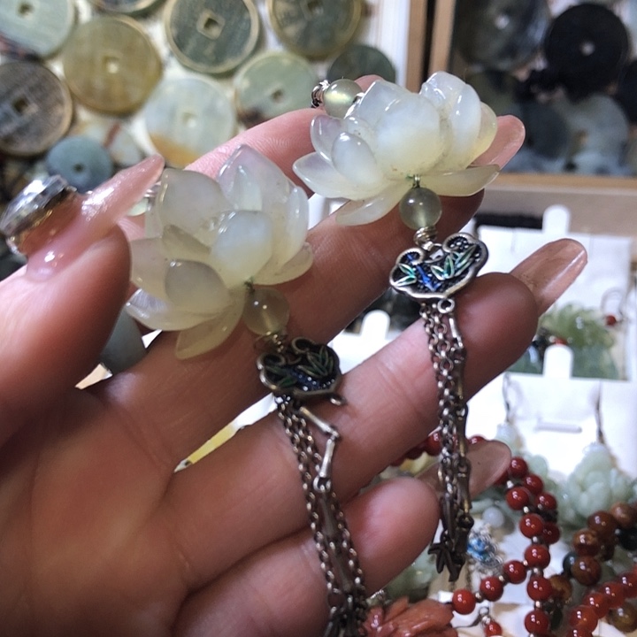 岫玉岫玉耳环未镶嵌