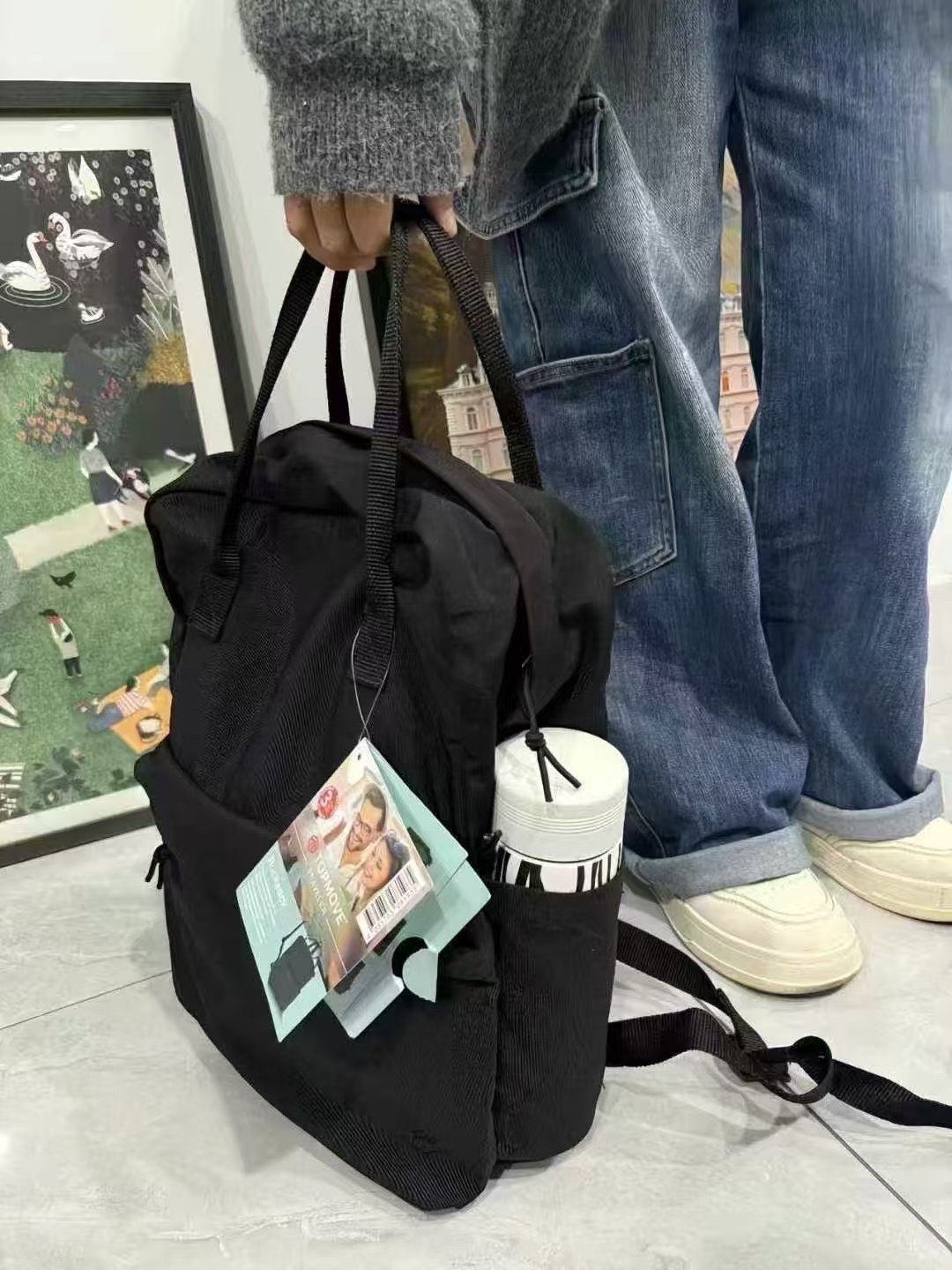 38*25*13cm 16L 纯黑可手提双肩包通勤包补习包！