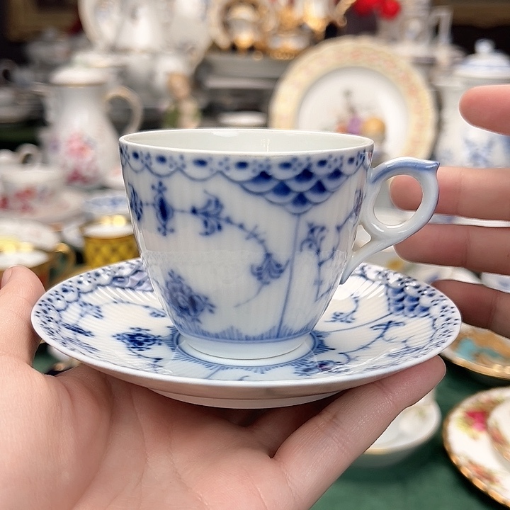 瓷片哥本哈根半蕾丝咖啡杯碟