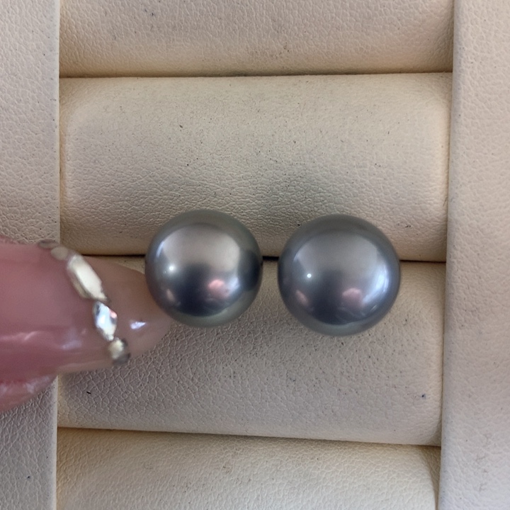 银S925镶嵌耳饰海水珍珠