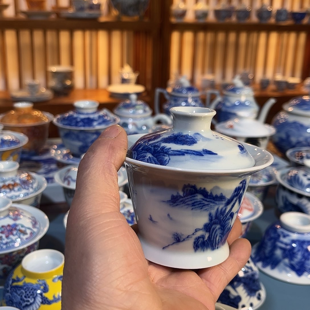 錡镇堂手工手绘盖碗