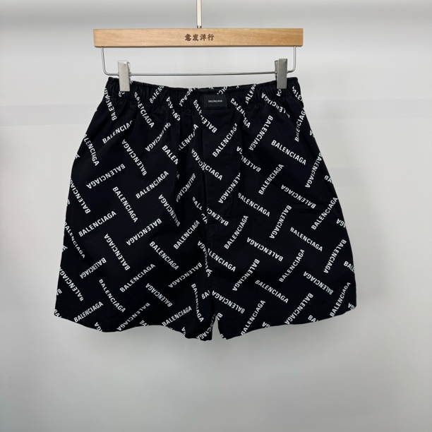 全新未使用 Balenciaga/巴黎世家 通体字母徽标松紧休闲短裤44码