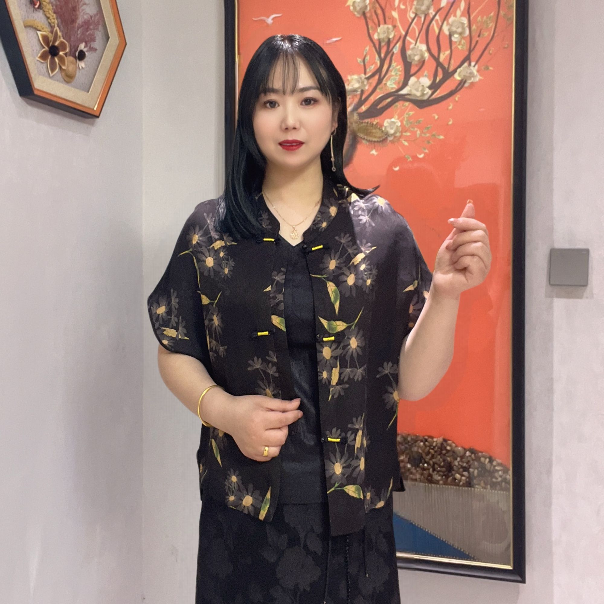 390【金姐专属】新款气质网红时尚复古轻奢短袖外套