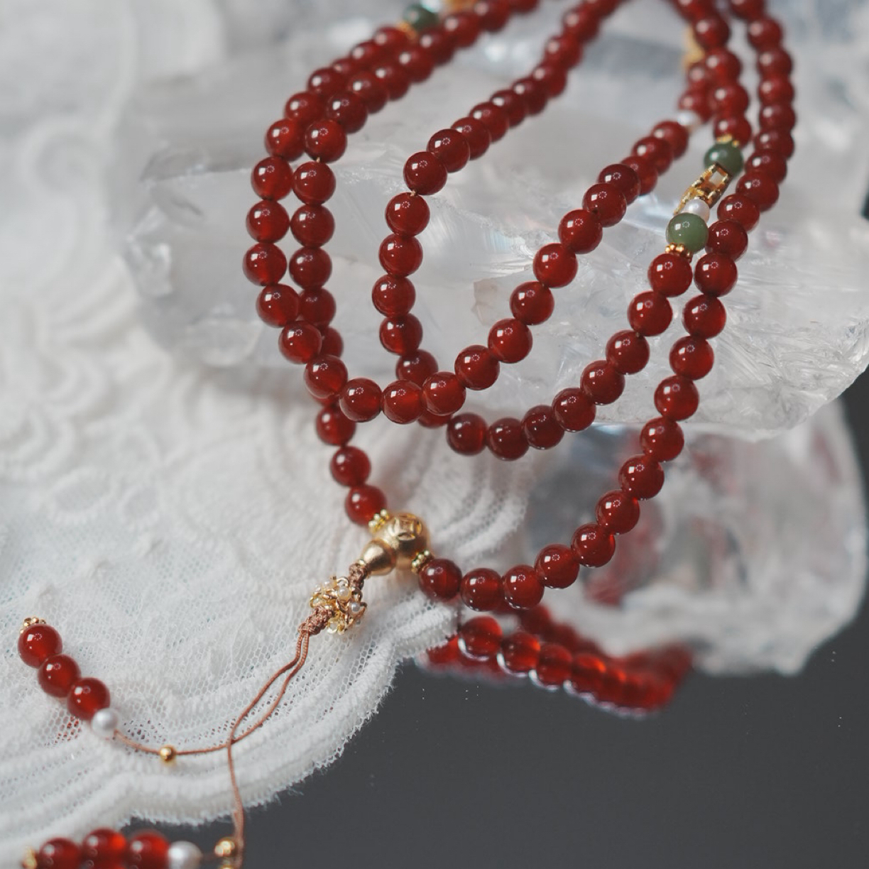 54918天然红玛瑙108颗佛珠念珠手持多圈手链6mm多样性发一