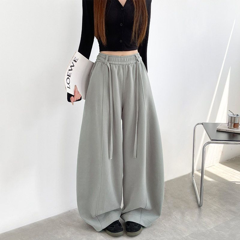 慵懒风高腰阔腿裤女秋冬2025新款设计感宽松休闲运动裤潮流百搭
