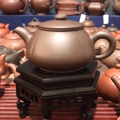 紫砂茶壶鱼*飞老紫泥圆壶