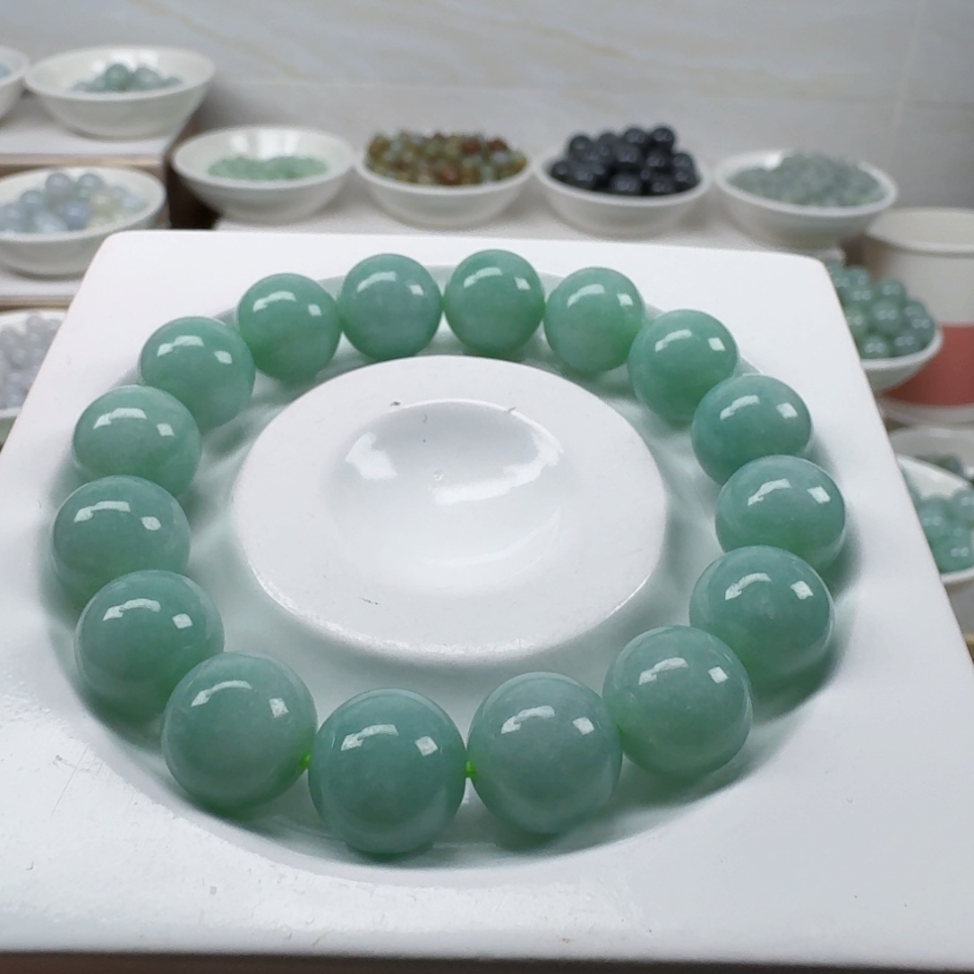 翡翠未镶嵌手链缅甸翡翠A货卡12mm