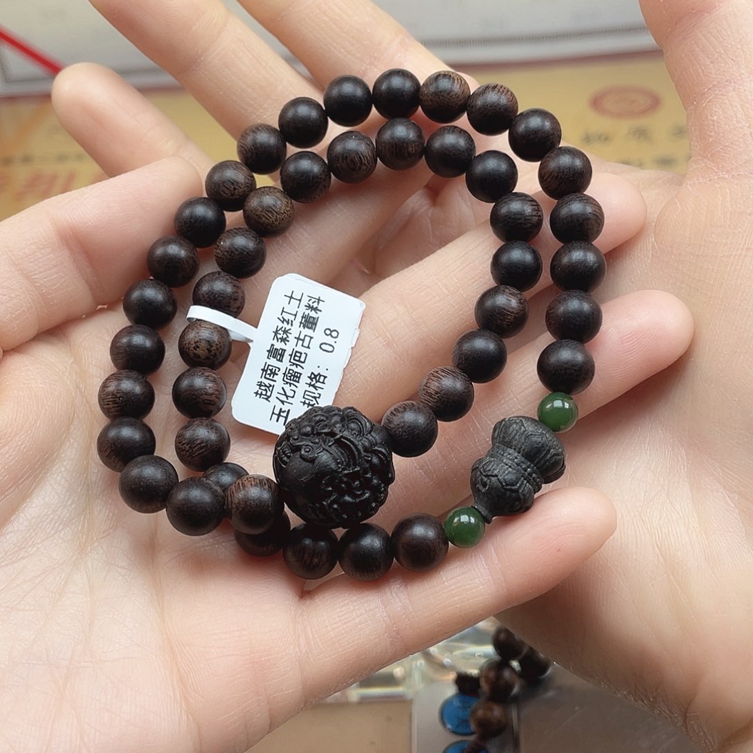 沉香手串顺**章越南富森红土玉化瘤疤
