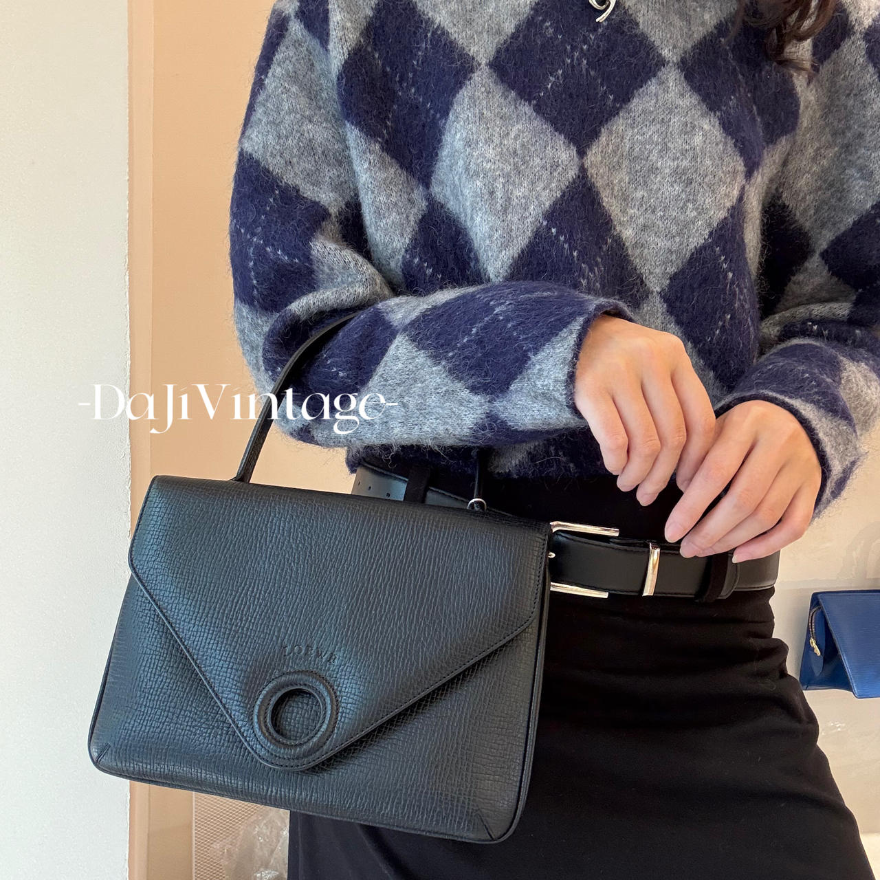 95新 LOEWE/罗意威 大吉中古/loewe罗意威黑色三角手提包