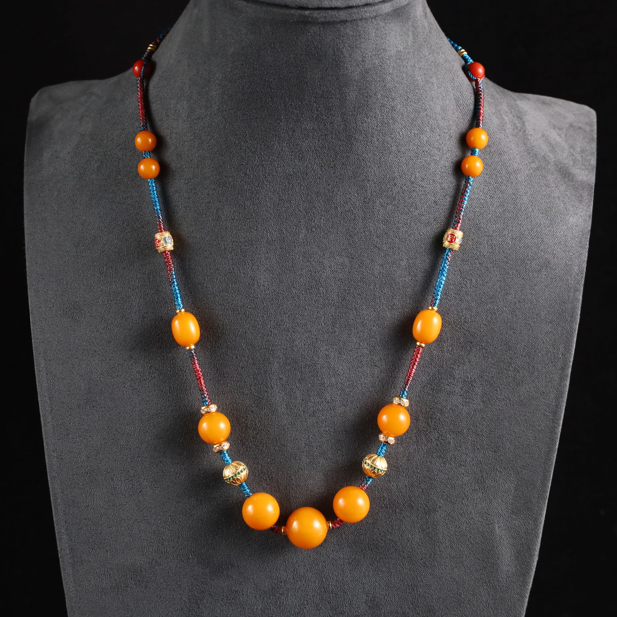 【招财纳福】心如珠宝 蜜蜡圆珠手编项链 YNH4102504