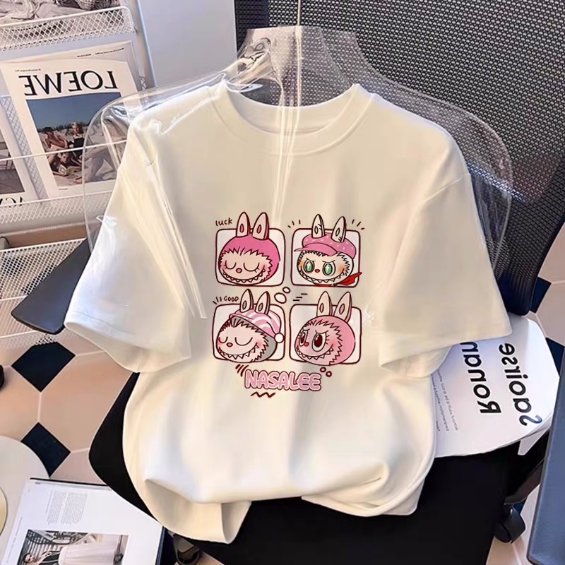 女大童短袖t恤夏季中大童纯棉宽松洋气印花体恤2025新款儿童女孩