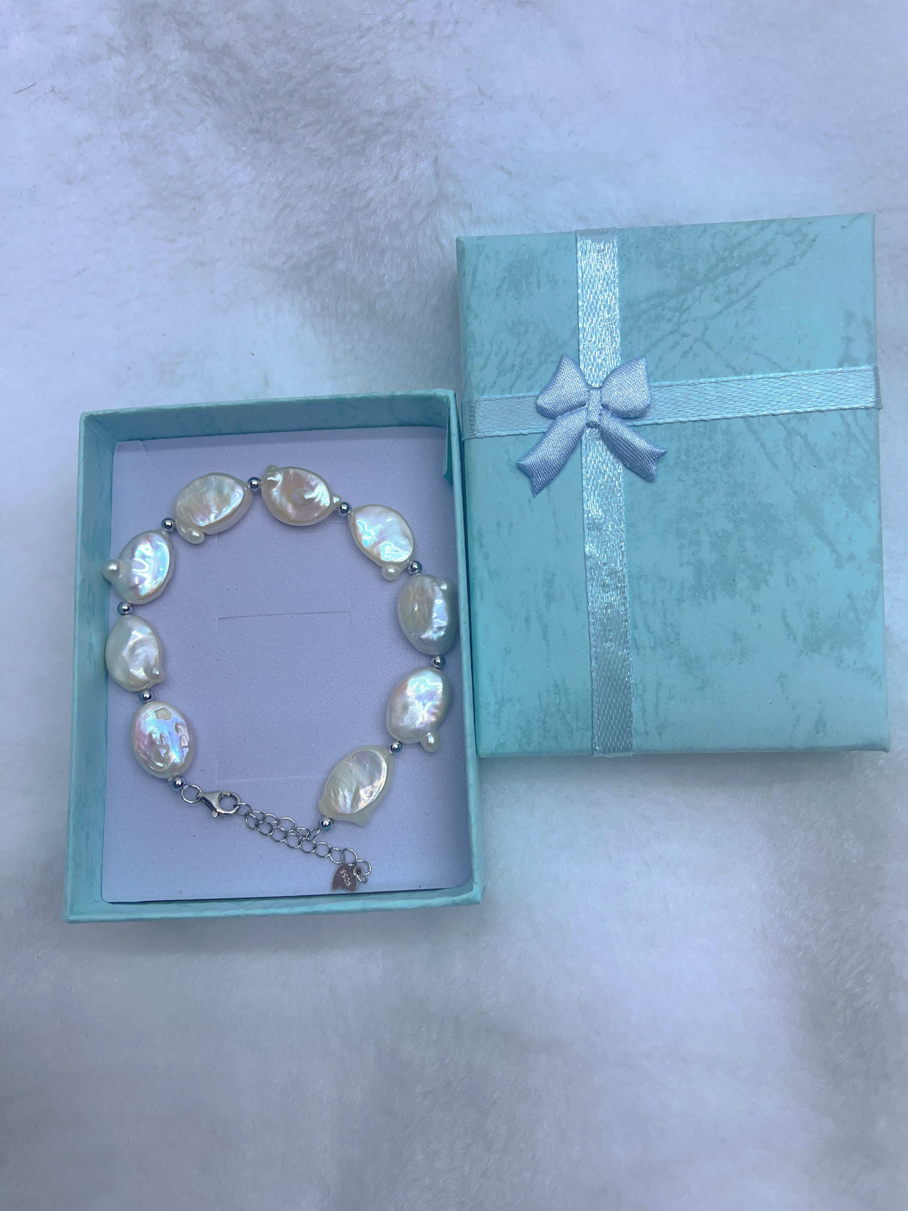 天然淡水巴洛克手链极光炫彩