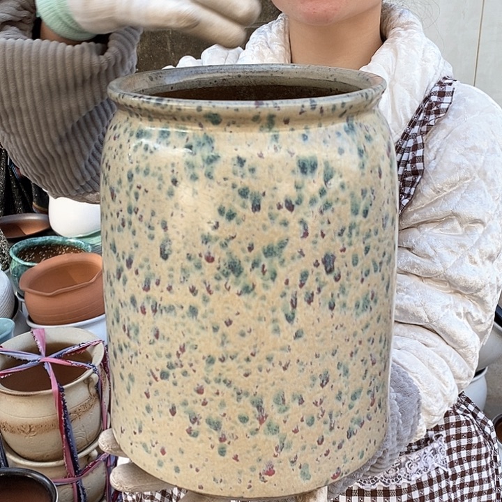 紫砂花盆瑕疵口17高26瑕疵