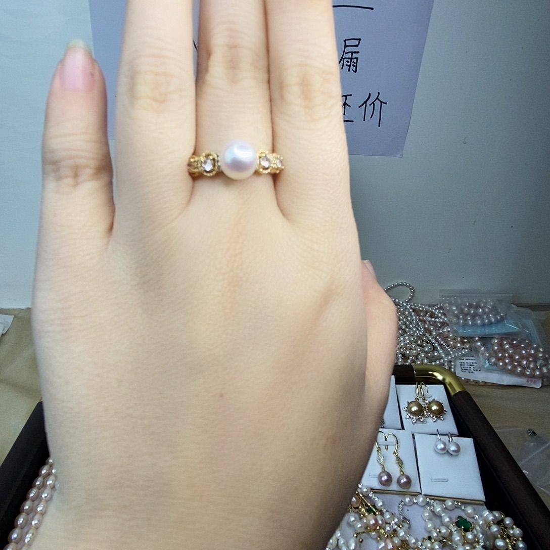 淡水珍珠合金戒指
