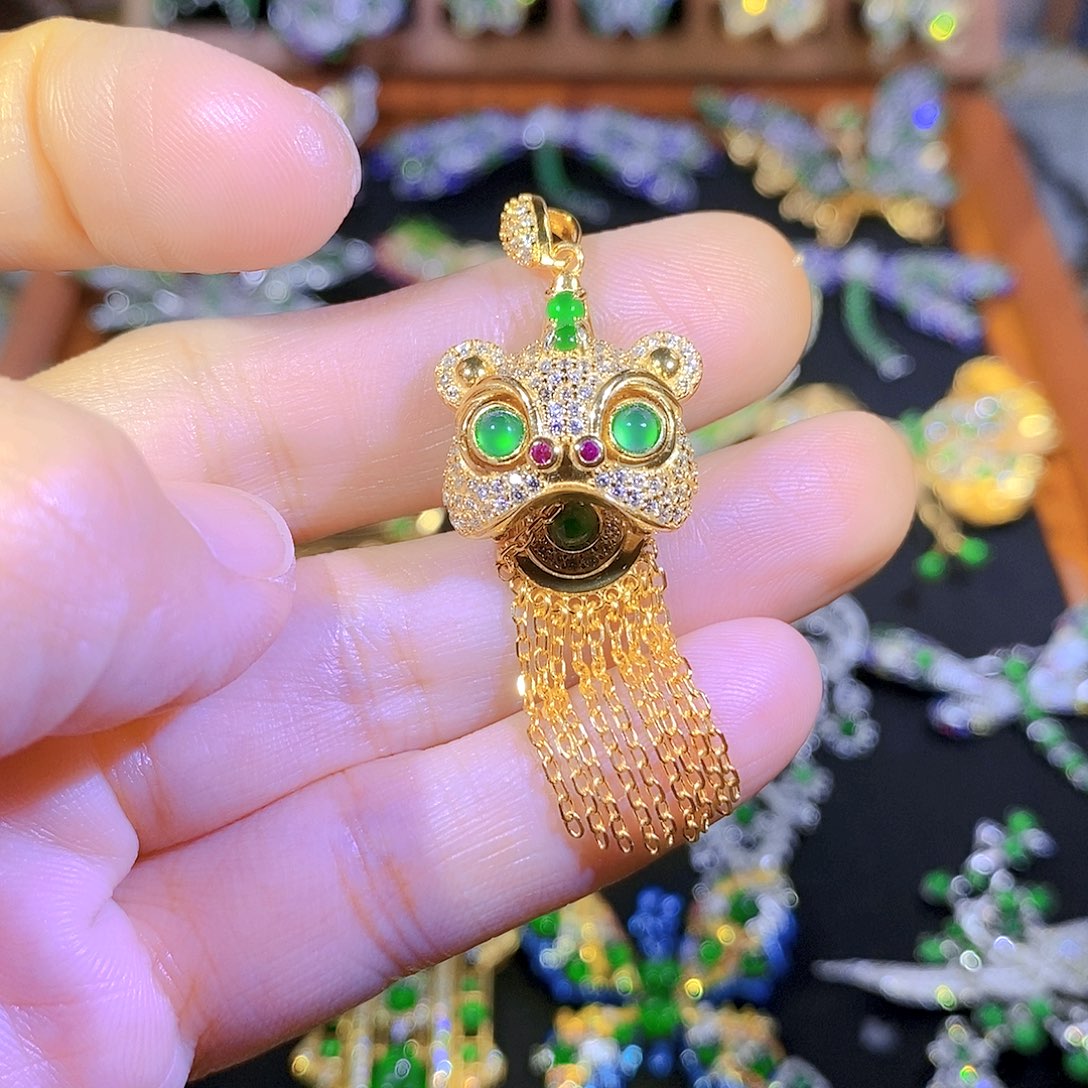 吊坠(不含链)银S925镶嵌翡翠