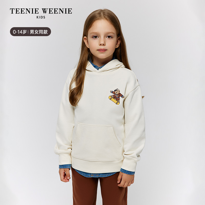 TeenieWeenieKids25年秋新款男女童纯色连帽套头卫衣TKMW258C74H