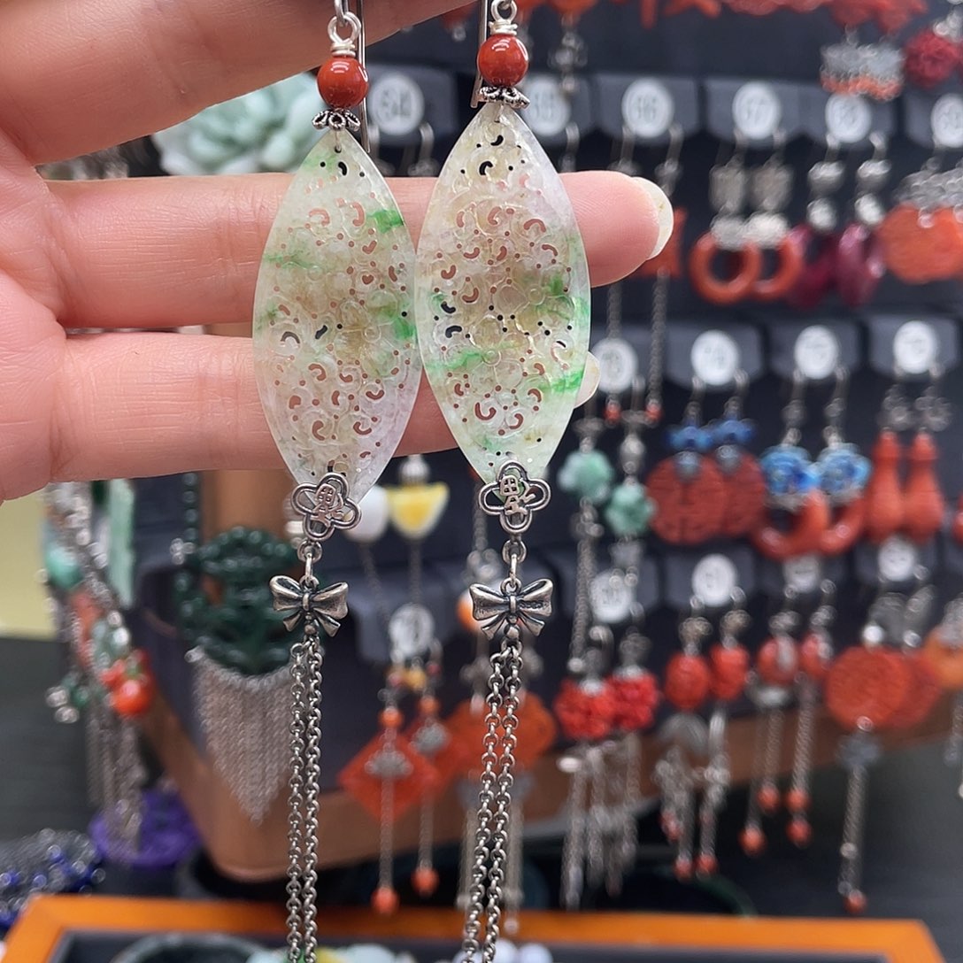 翡翠耳饰银S925镶嵌陌****244ghhhgh