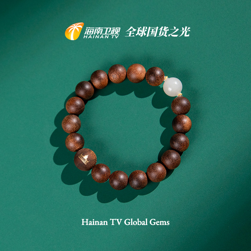 沉香‘’全球国货之光‘’芽庄雷击留疤白奇单圈手串1.2 ESCX513