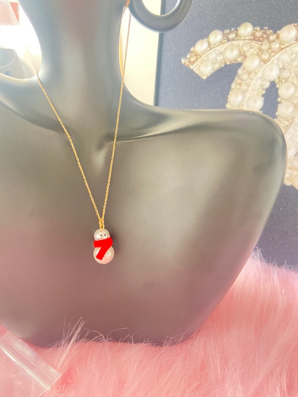 韩国可爱卡通雪人图案文创项链耳环H51604