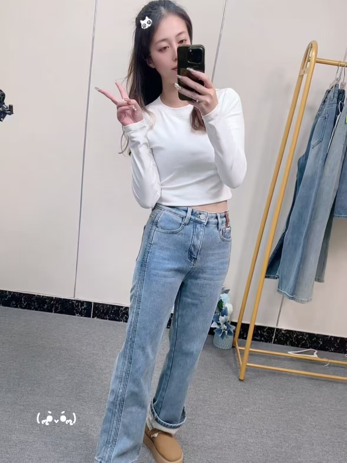 【现货+加绒加厚】秋冬款上新牛仔裤女2025百搭显瘦窄版阔腿裤