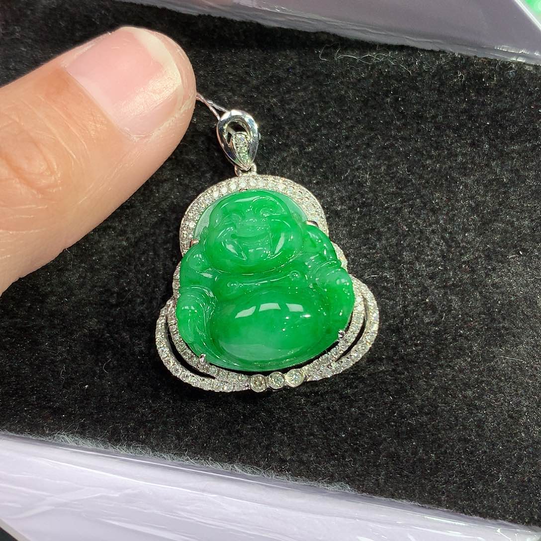 翡翠吊坠(赠链)18K金镶嵌