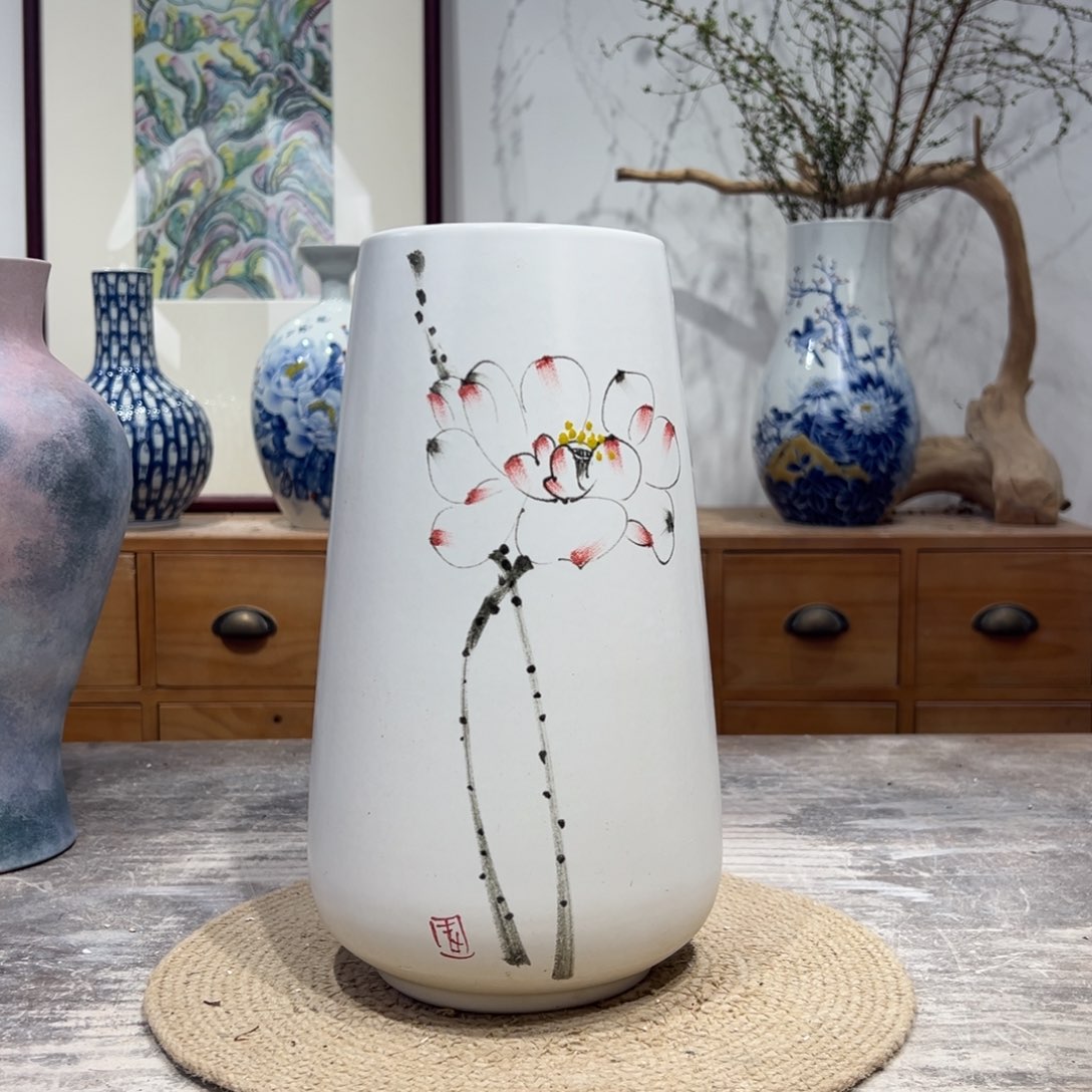 摆件陶瓷花瓶高30口10