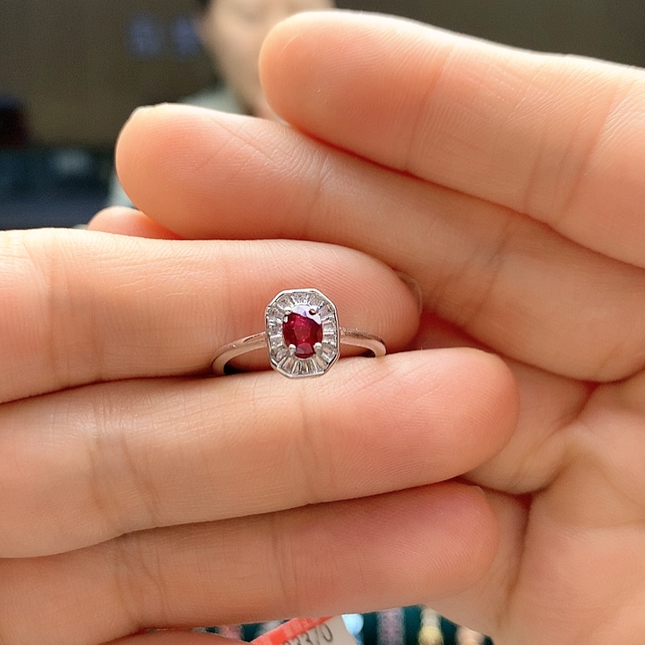 红宝石戒指银S925镶嵌
