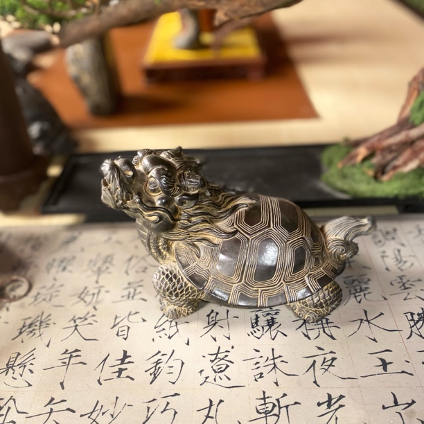 复古中式家居龙龟摆件可吐水鱼缸造景古风桌面茶桌装饰