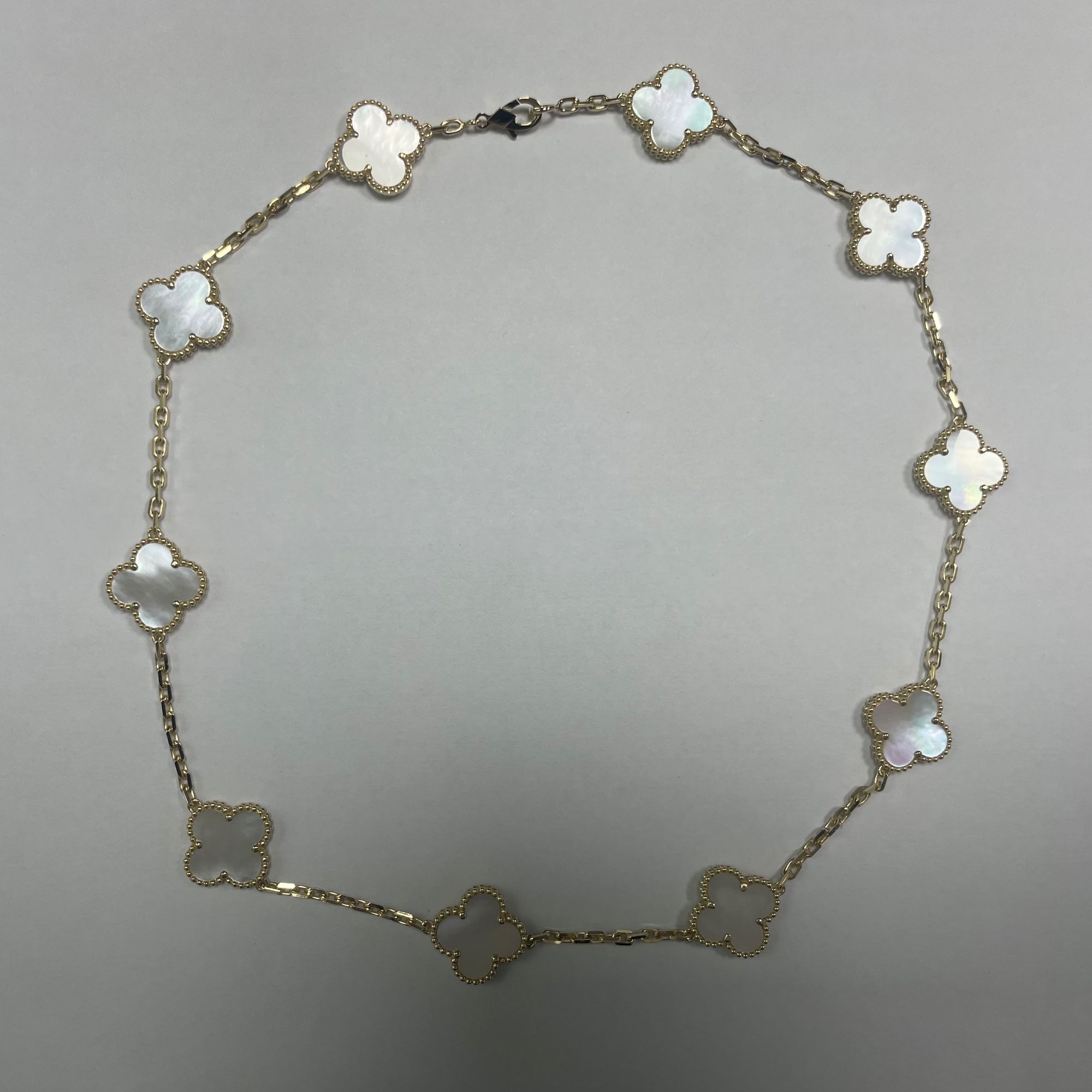 【CHERISH】18k  k黄贝母四叶草十花项链