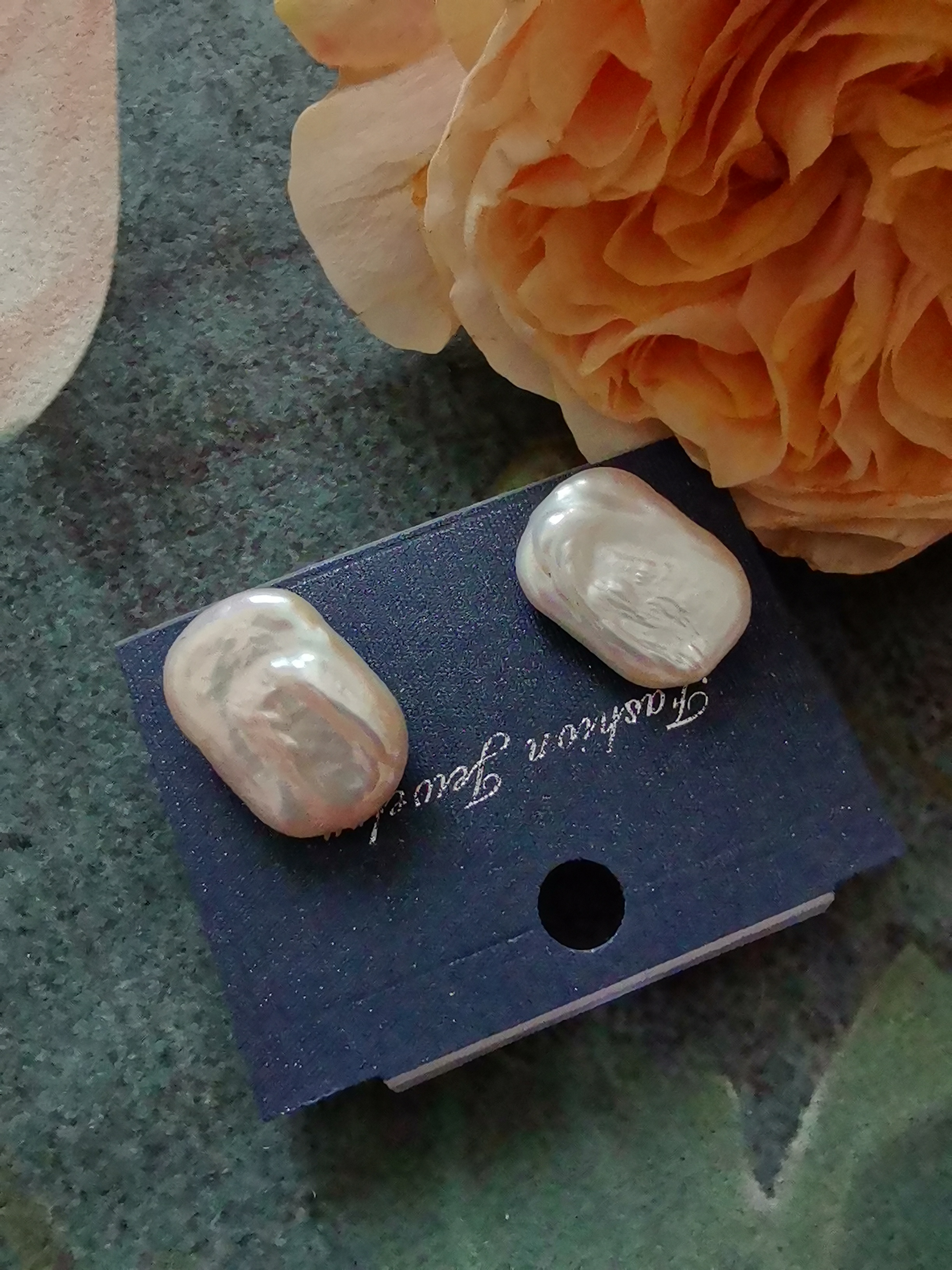 925银仿珍珠耳饰 巴洛克珍珠方巴925银针耳饰巴洛克珍珠一物一拍