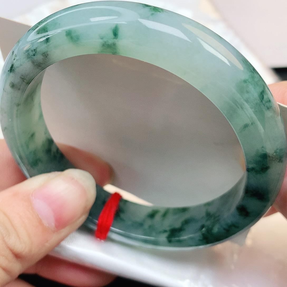 未镶嵌手镯翡翠缅甸纯天然A货翡翠浓墨飘花179号