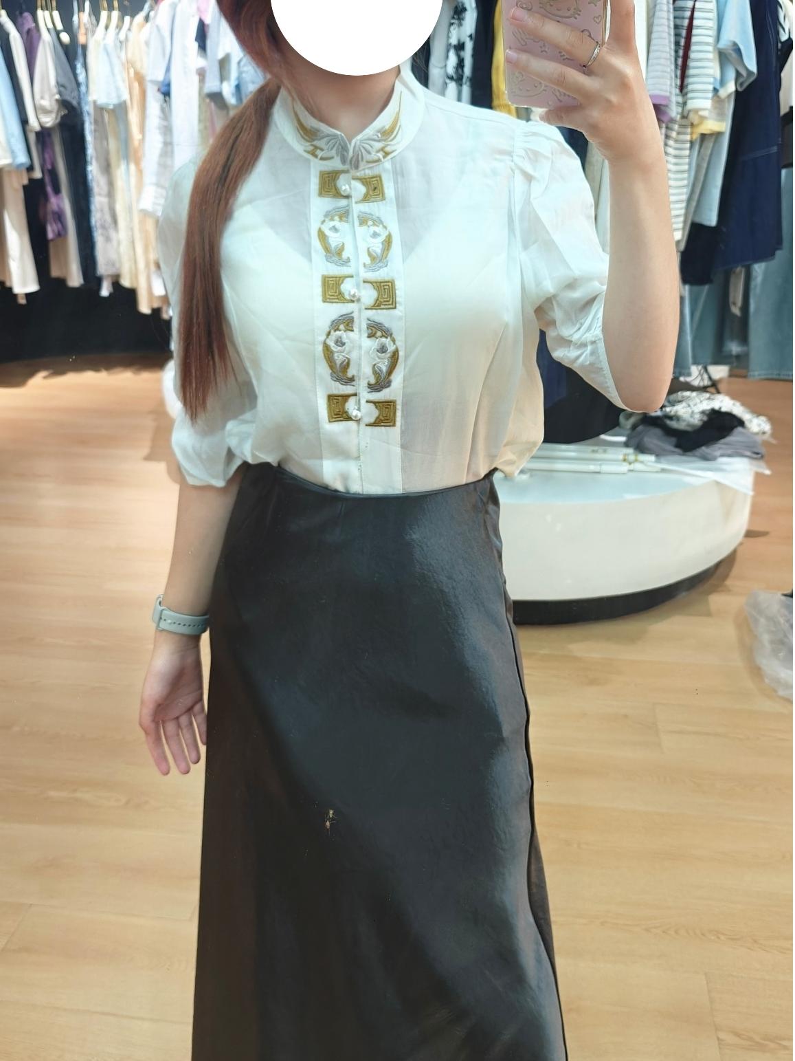 155新中式刺绣盘扣小衫半袖上衣时尚百搭夏季女