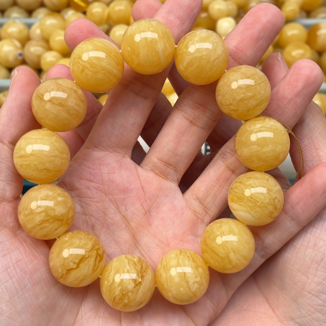 裸石蜜蜡未镶嵌18+同料虎皮手串