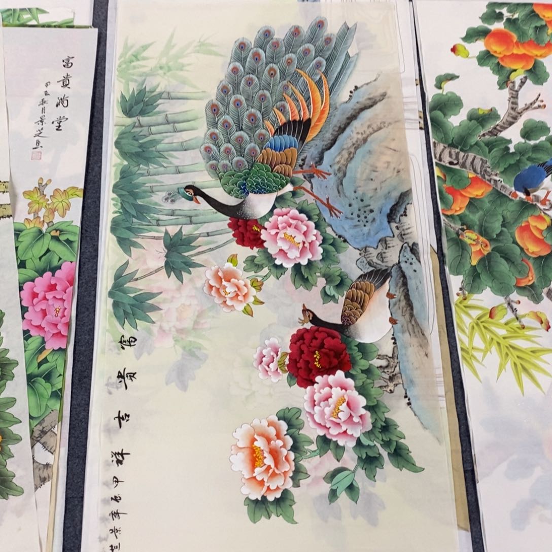 国画尺寸140✖️70四尺手绘工笔