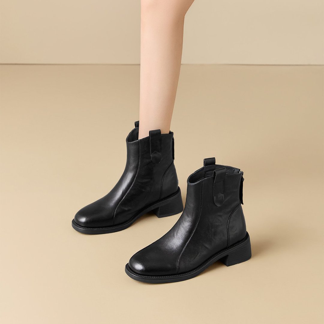 St&Sat/星期六加绒舒适时装靴单靴百搭短靴中跟复古马丁靴粗跟